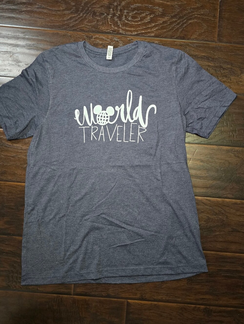 Disney Bella Canvas Dark Blue Grey World Traveler Short Sleeve T-Shirt Large